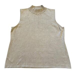 Josephine Chaus Top Neutral Gold Sleeveless Mock Neck Silk Blend  Size 1X
